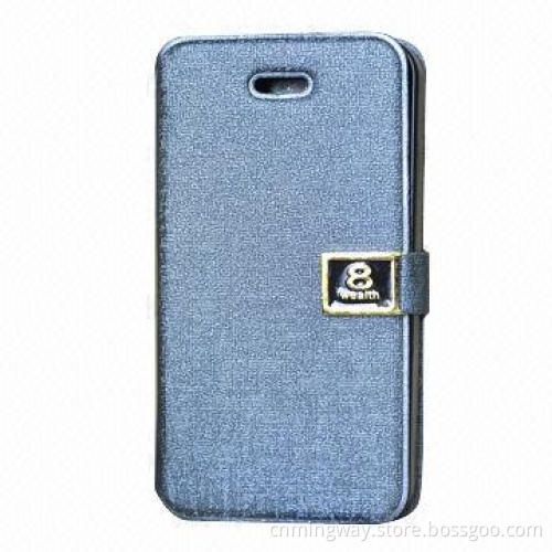 Flip Wallet PU Leather Cases/Cover for iPhone 4/4S with Card Slots with 3.5mm Standard Audio Jack